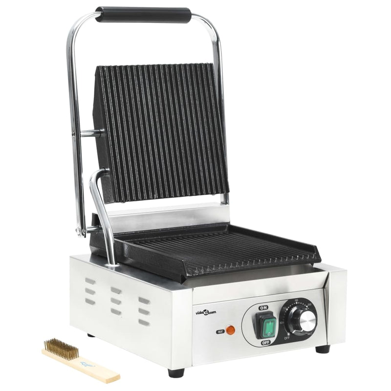 Load image into Gallery viewer, Vidaxl panini grill gegroefd 1800 w 31x30,5x20 cm roestvrij staal
