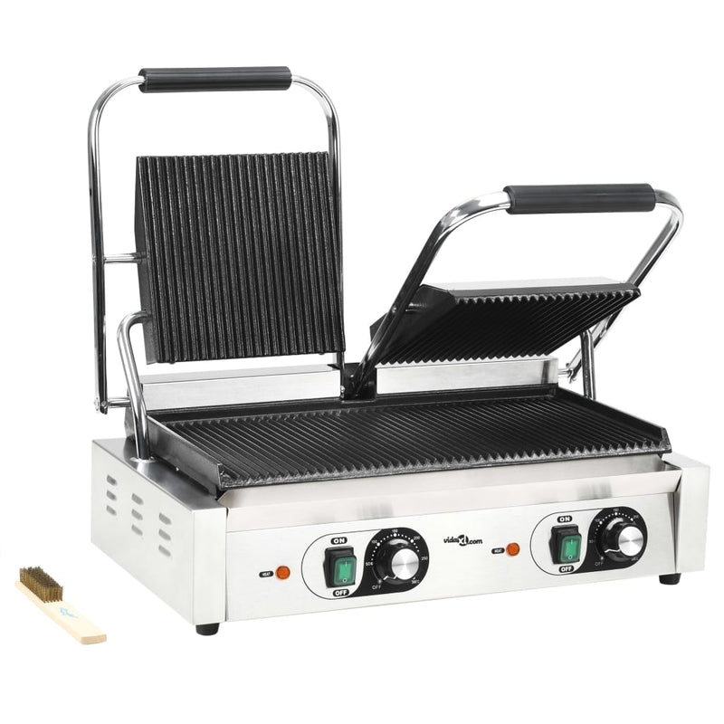 Load image into Gallery viewer, Vidaxl panini grill dubbel gegroefd 3600 w 57x30,5x20 cm
