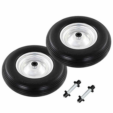 Vidaxl kruiwagenwielen met assen 4,00-8 390 mm massief pu 2 st