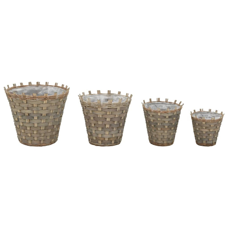Load image into Gallery viewer, VidaXL Plantenbakken verhoogd 4 st wicker met PE-voering
