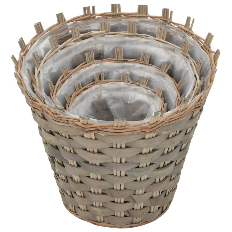 Load image into Gallery viewer, VidaXL Plantenbakken verhoogd 4 st wicker met PE-voering
