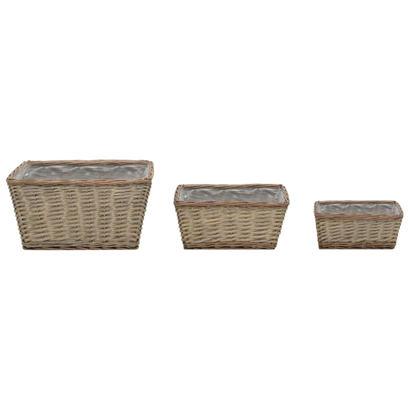 Load image into Gallery viewer, VidaXL Plantenbakken verhoogd 3 st wicker met PE-voering
