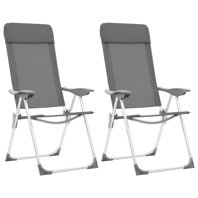 Load image into Gallery viewer, VidaXL Campingstoelen 2 st inklapbaar aluminium grijs
