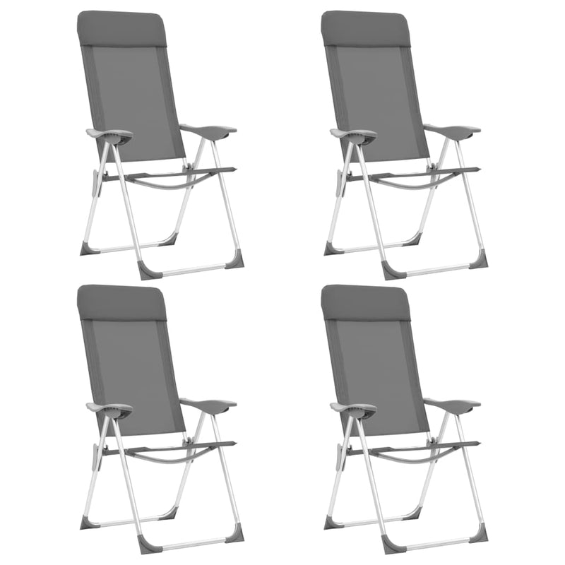 Load image into Gallery viewer, VidaXL Campingstoelen 4 st inklapbaar aluminium grijs
