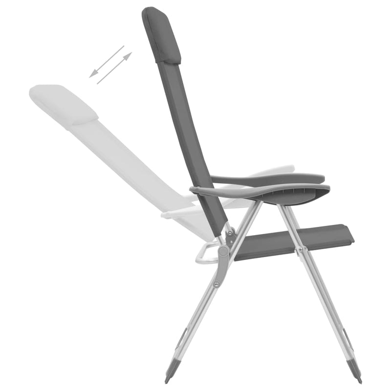 Load image into Gallery viewer, VidaXL Campingstoelen 4 st inklapbaar aluminium grijs
