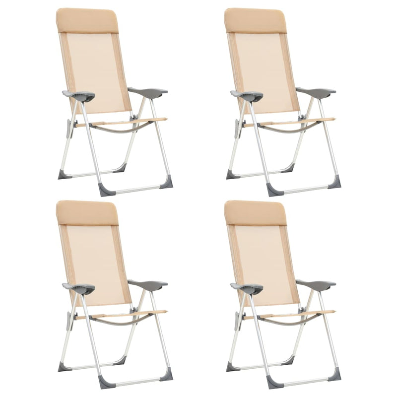 Load image into Gallery viewer, Vidaxl campingstoelen 4 st inklapbaar aluminium crèmewit
