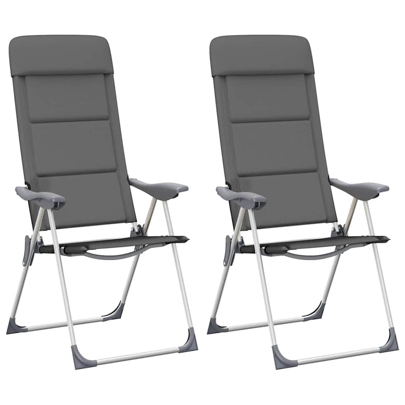 Afbeelding laden in galerijviewer, Vidaxl campingstoelen 58x69x111 cm aluminium grijs 2 st
