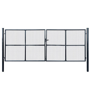 VidaXL Gaaspoort 400x150 cm gegalvaniseerd staal grijs