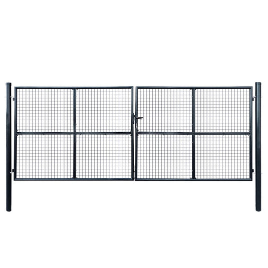 VidaXL Gaaspoort 400x150 cm gegalvaniseerd staal grijs