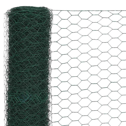 Vidaxl kippengaas 25x1,5 m staal met pvc coating groen