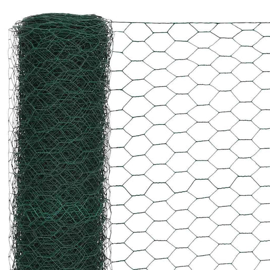 Vidaxl kippengaas 25x1,5 m staal met pvc coating groen