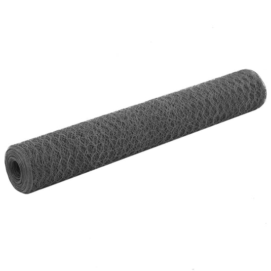 Vidaxl kippengaas 25x1 m staal met pvc coating grijs