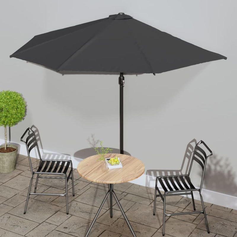 Chargez l'image dans la visionneuse de la galerie, Vidaxl balkonparasol half met aluminium paal 300x155 cm antraciet
