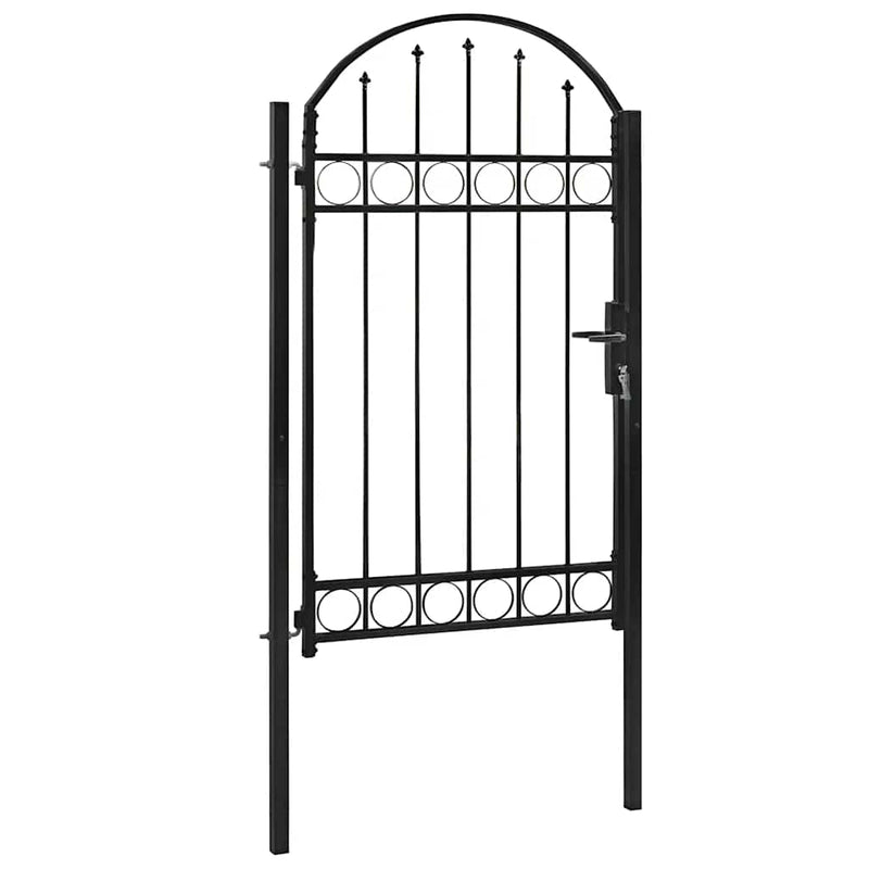 Chargez l'image dans la visionneuse de la galerie, Vidaxl hekpoort met gebogen bovenkant staal 104x175 cm zwart
