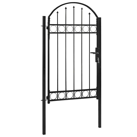 Vidaxl hekpoort met gebogen bovenkant staal 104x175 cm zwart