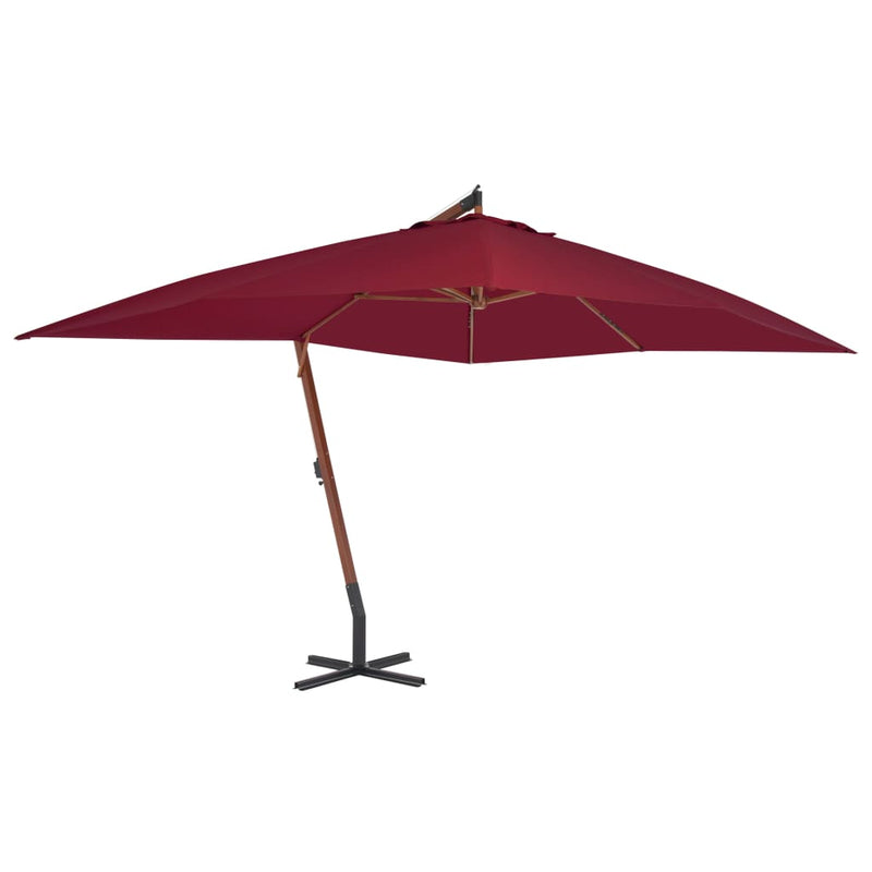 Load image into Gallery viewer, Vidaxl zweefparasol met houten paal 400x300 cm bordeauxrood
