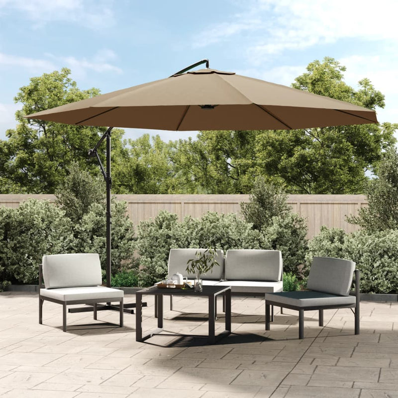 Load image into Gallery viewer, VidaXL Zweefparasol met aluminium paal 350 cm taupe
