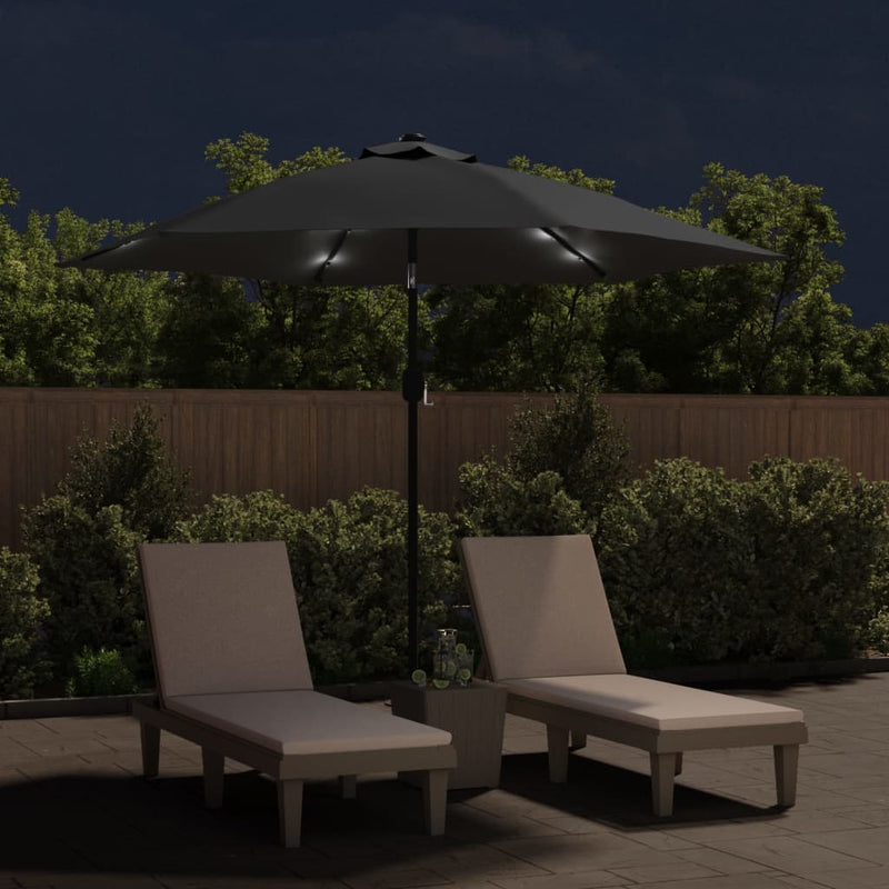 Load image into Gallery viewer, Vidaxl parasol met led-verlichting en stalen paal 300 cm antraciet
