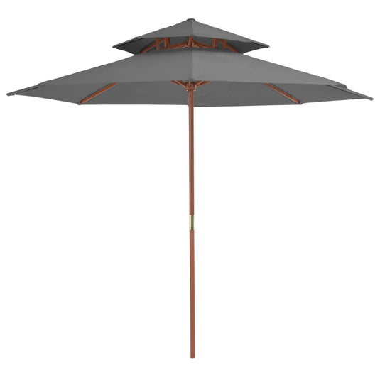 Vidaxl parasol dubbeldekker met houten paal 270 cm antraciet