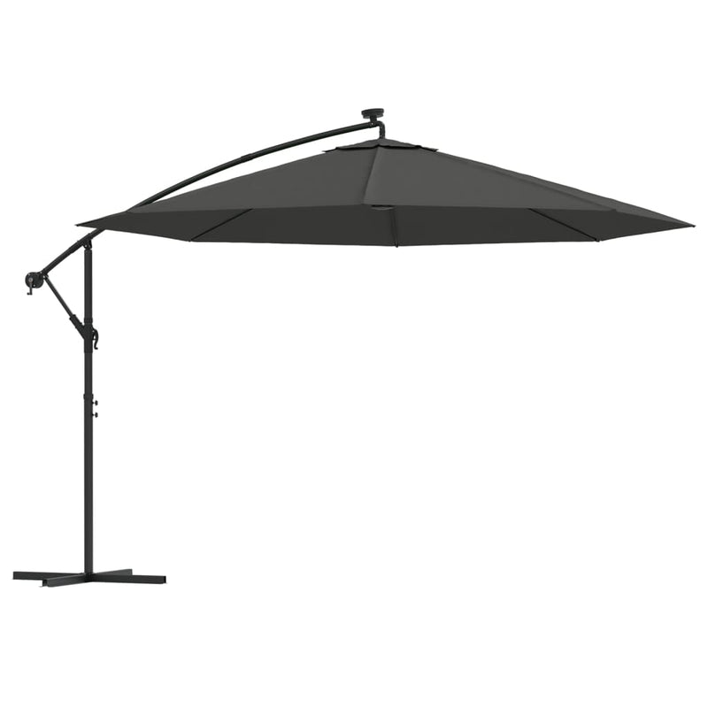 Load image into Gallery viewer, VidaXL Zweefparasol met LED-verlichting metalen paal 350 cm antraciet
