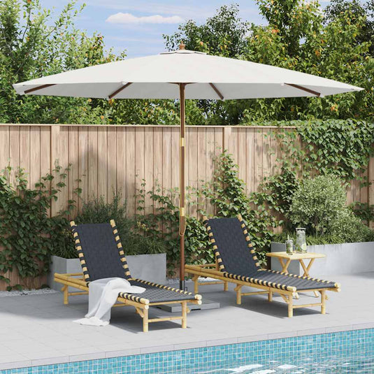Vidaxl parasol met houten paal 350 cm zandwit