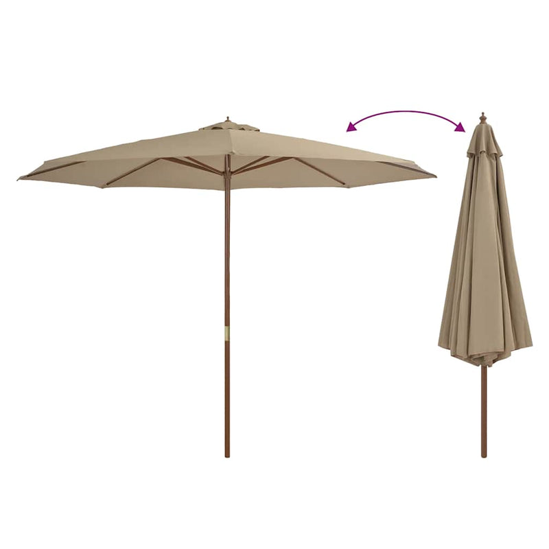 Chargez l'image dans la visionneuse de la galerie, Vidaxl parasol met houten paal 350 cm taupe
