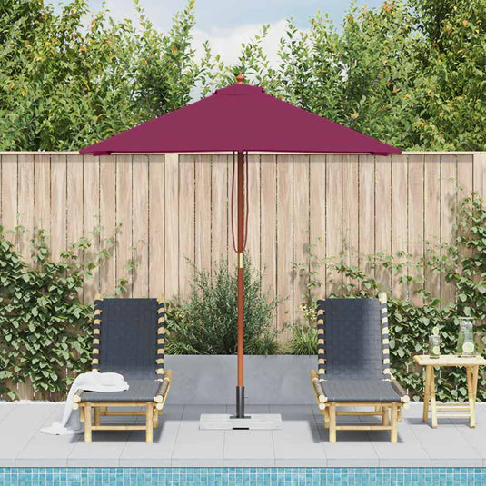 Vidaxl parasol met houten paal 150x200 cm bordeauxrood