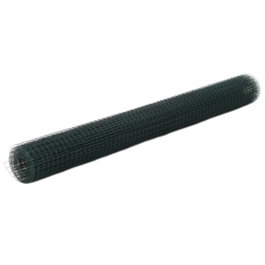 Vidaxl kippengaas 10x1,5 m staal met pvc coating groen