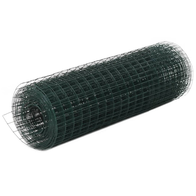 Load image into Gallery viewer, VidaXL Kippengaas 25x0,5 m staal met PVC coating groen
