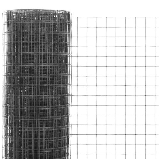Vidaxl kippengaas 25x1 m staal met pvc coating grijs