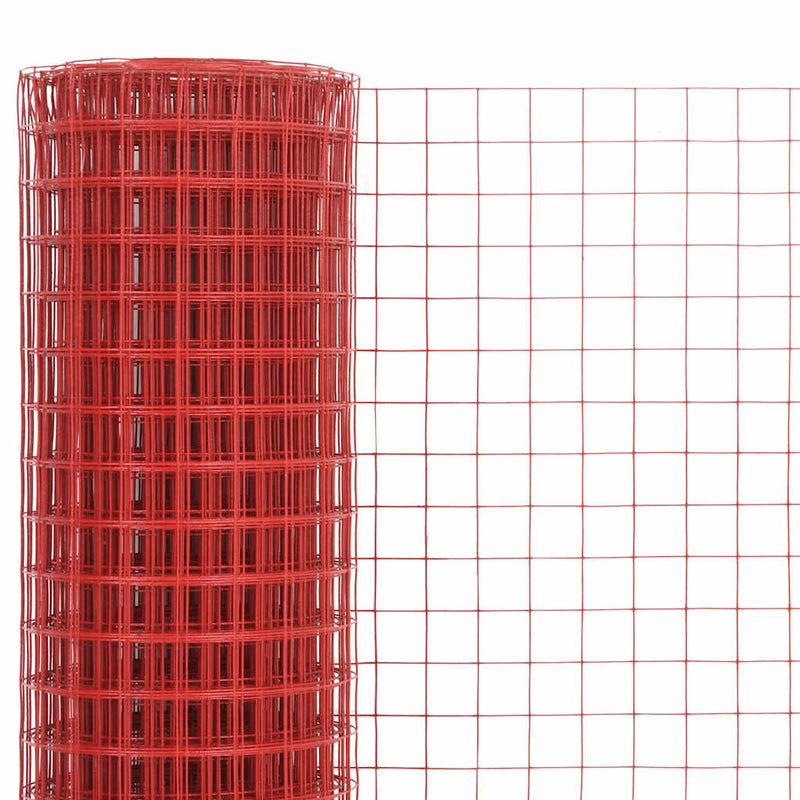 Laden Sie das Bild in Galerie -Viewer, Vidaxl kippengaas 25x1 m staal met pvc coating rood

