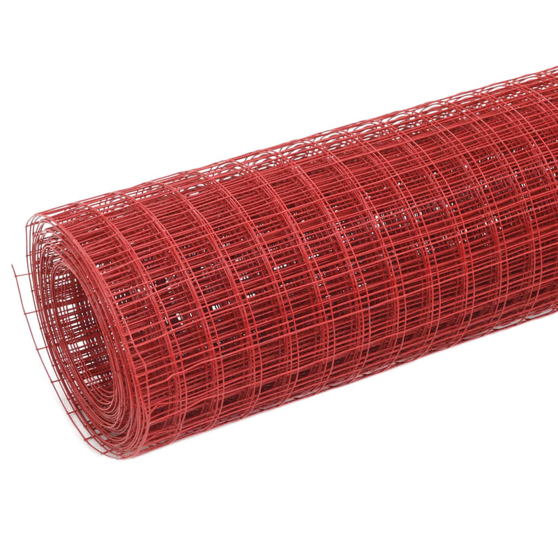 Load image into Gallery viewer, Vidaxl kippengaas 10x1,5 m staal met pvc coating rood
