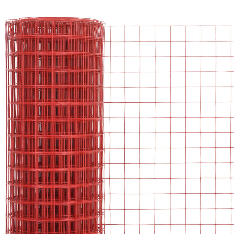 Load image into Gallery viewer, Vidaxl kippengaas 10x1,5 m staal met pvc coating rood
