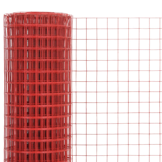 Vidaxl kippengaas 10x1,5 m staal met pvc coating rood