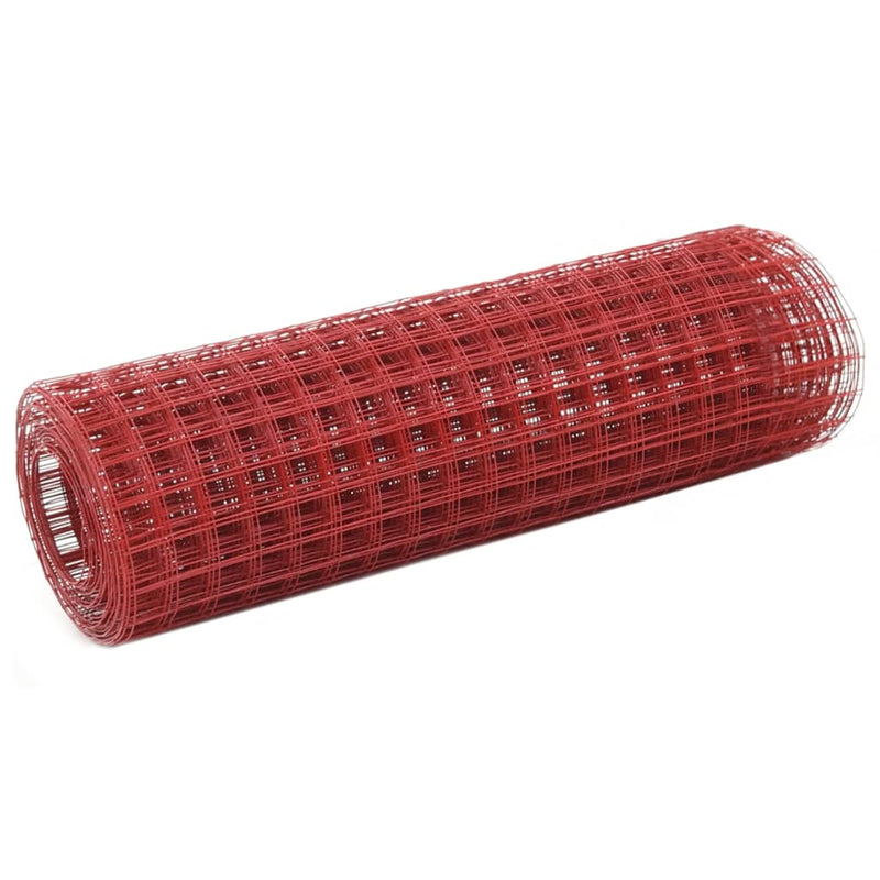 Load image into Gallery viewer, Vidaxl kippengaas 25x0,5 m staal met pvc coating rood
