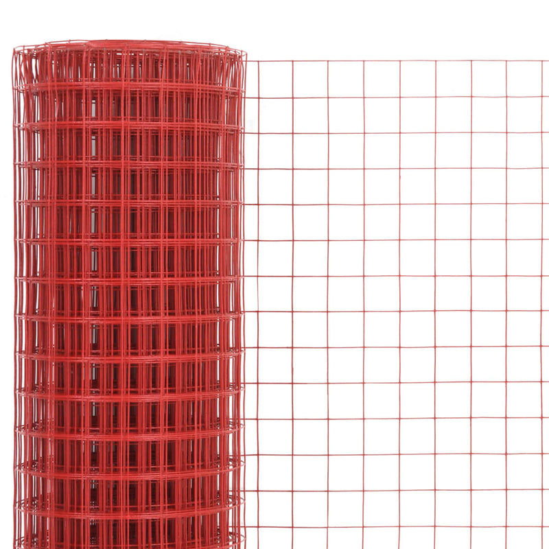 Load image into Gallery viewer, Vidaxl kippengaas 25x0,5 m staal met pvc coating rood

