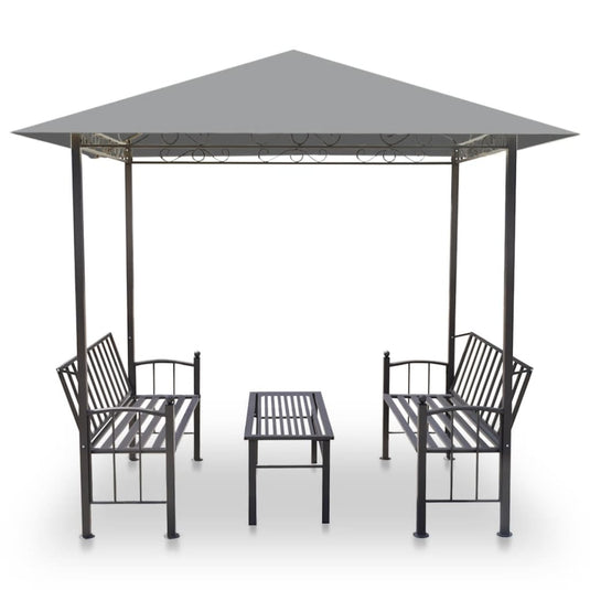VidaXL Tuinpaviljoen met tafel en bankjes 2,5x1,5x2,4 m antraciet