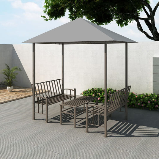 VidaXL Tuinpaviljoen met tafel en bankjes 2,5x1,5x2,4 m antraciet