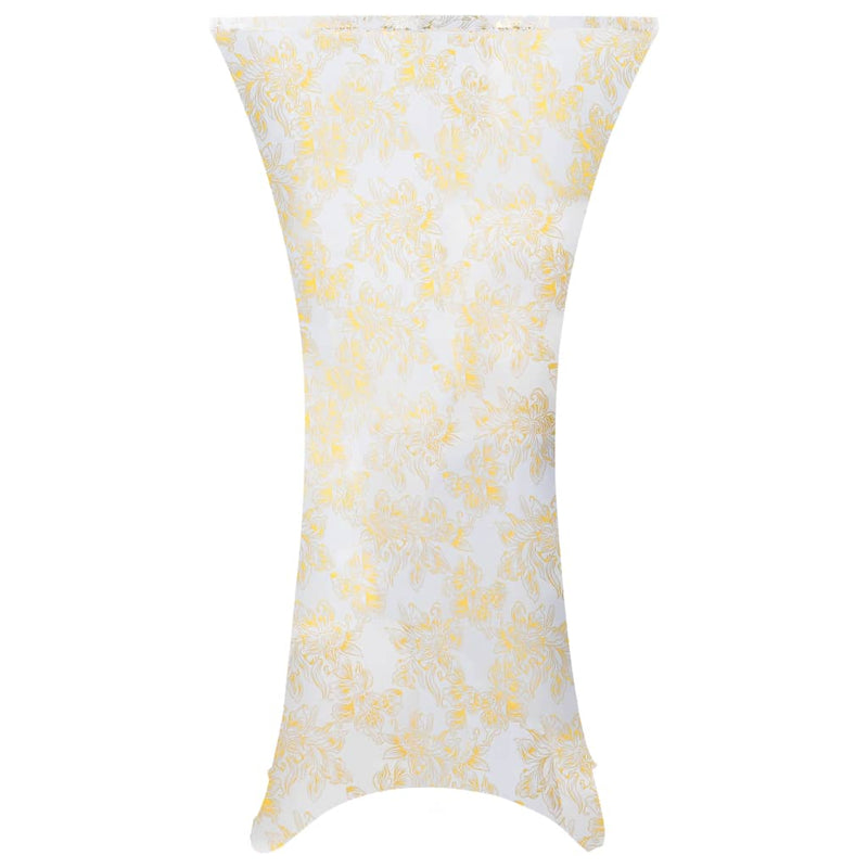 Load image into Gallery viewer, Vidaxl 2 st tafelhoezen stretch 70 cm wit met gouden opdruk
