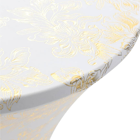 Vidaxl 2 st tafelhoezen stretch 70 cm wit met gouden opdruk