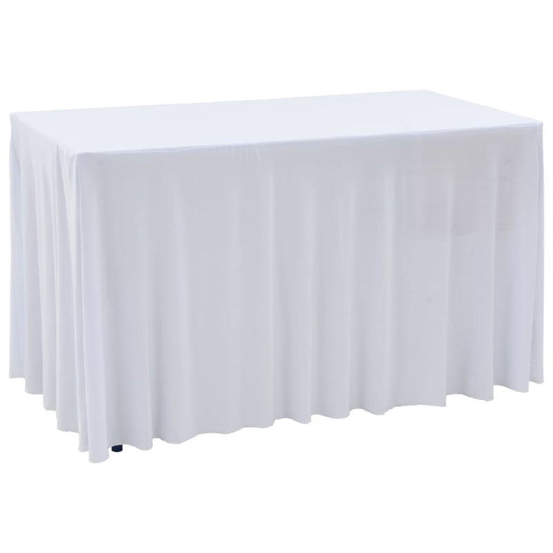Load image into Gallery viewer, Vidaxl 2 st tafelhoezen stretch met rok 243x76x74 cm wit
