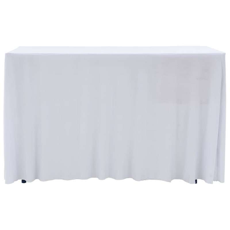 Load image into Gallery viewer, Vidaxl 2 st tafelhoezen stretch met rok 243x76x74 cm wit
