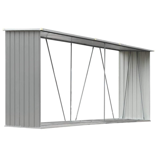 Vidaxl haardhoutschuur 330x84x152 cm gegalvaniseerd staal grijs