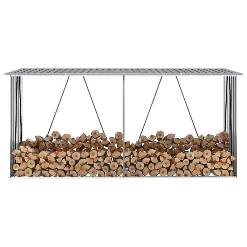 Load image into Gallery viewer, Vidaxl haardhoutschuur 330x84x152 cm gegalvaniseerd staal grijs
