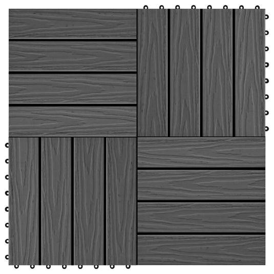 VidaXL Terrastegels diep reliëf 30x30 cm 1 m² HKC zwart 11 st