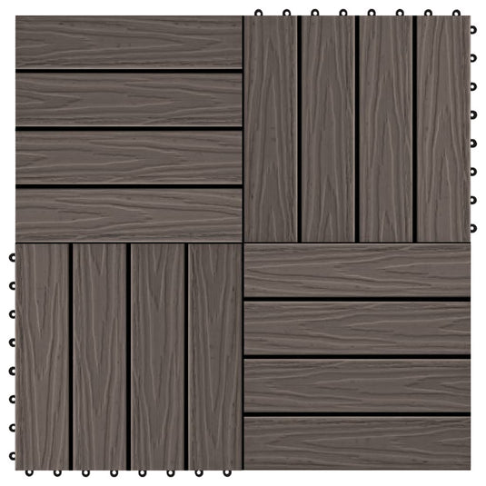 Vidaxl terrastegels diep reliëf 30x30 cm 1 m² hkc donkerbruin 11 st