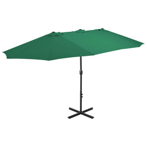 Vidaxl parasol met aluminium paal 460x270 cm groen