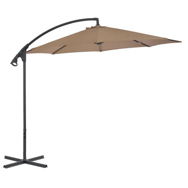 Vidaxl zweefparasol met stalen paal 300 cm taupe