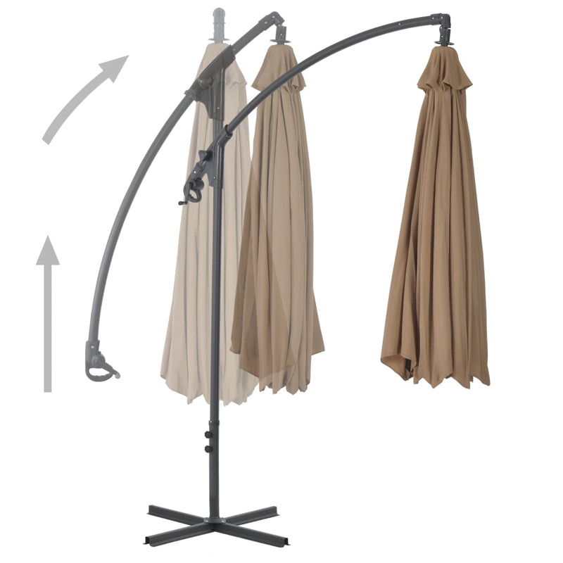 Load image into Gallery viewer, Vidaxl zweefparasol met stalen paal 300 cm taupe
