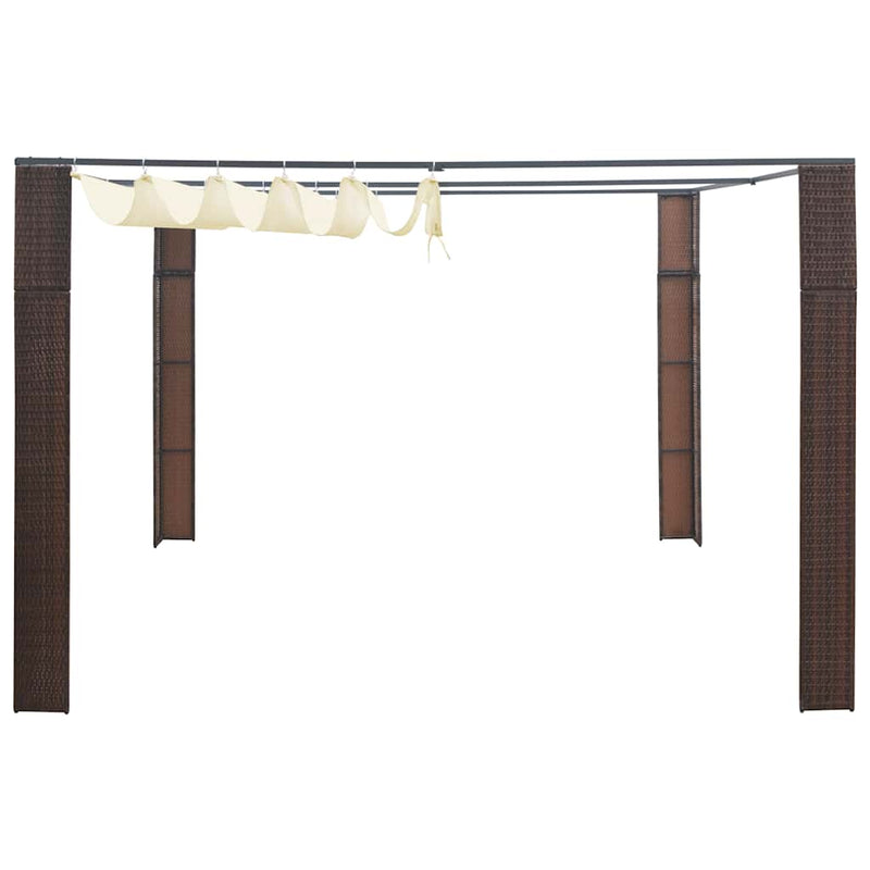 ギャラリービューアに画像をロードする, Vidaxl prieel met dak 300x300x220 cm poly rattan bruin en crème
